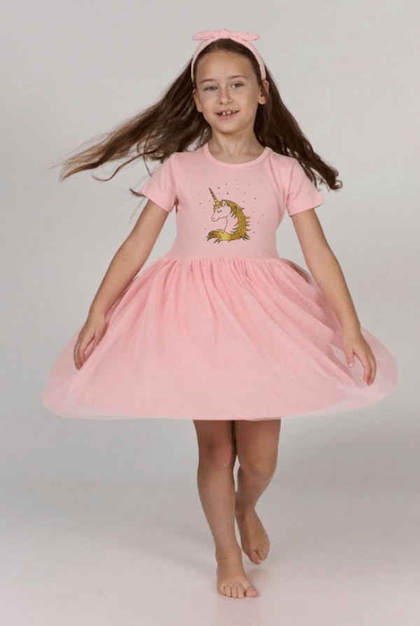 טול מסתובבת ורודה חד קרן שיער מוזהב